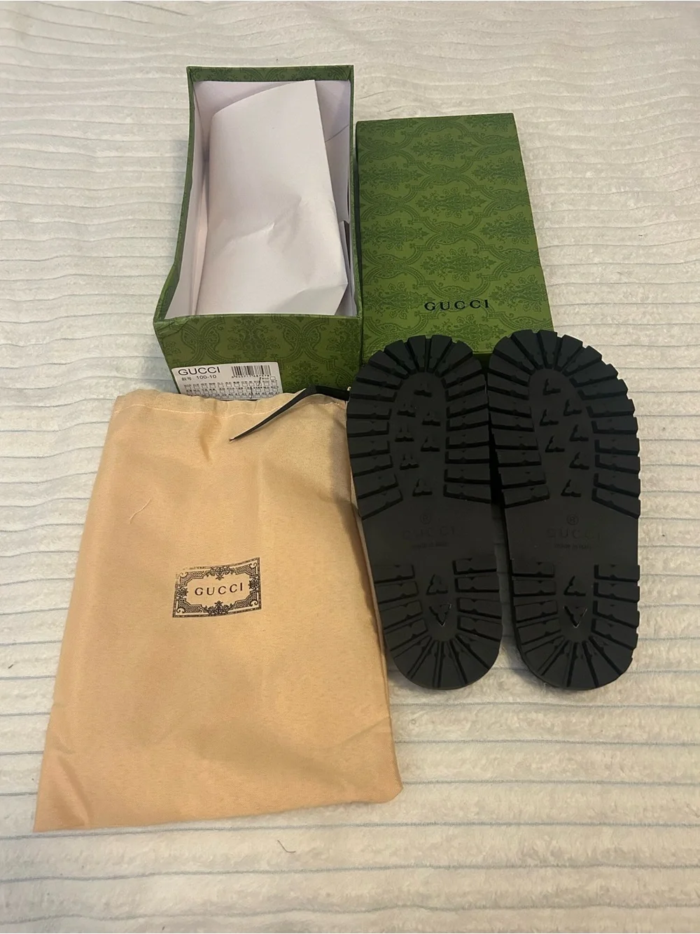 Gucci Black Embossed GG Leather Slide Sandals